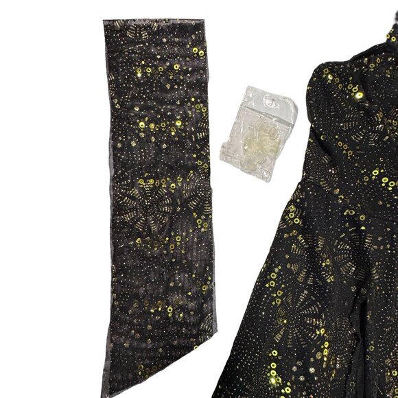 Revolution Black w/Gold Sequin Dance Dress Costume Sz MA FireFlies‎ Crisscross - Picture 6 of 16